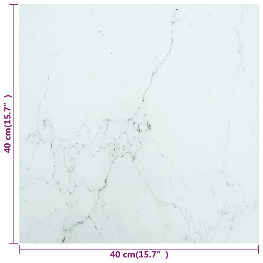 Table Top White 15.7"x15.7" 0.2" Tempered Glass with Marble Design. Picture 4