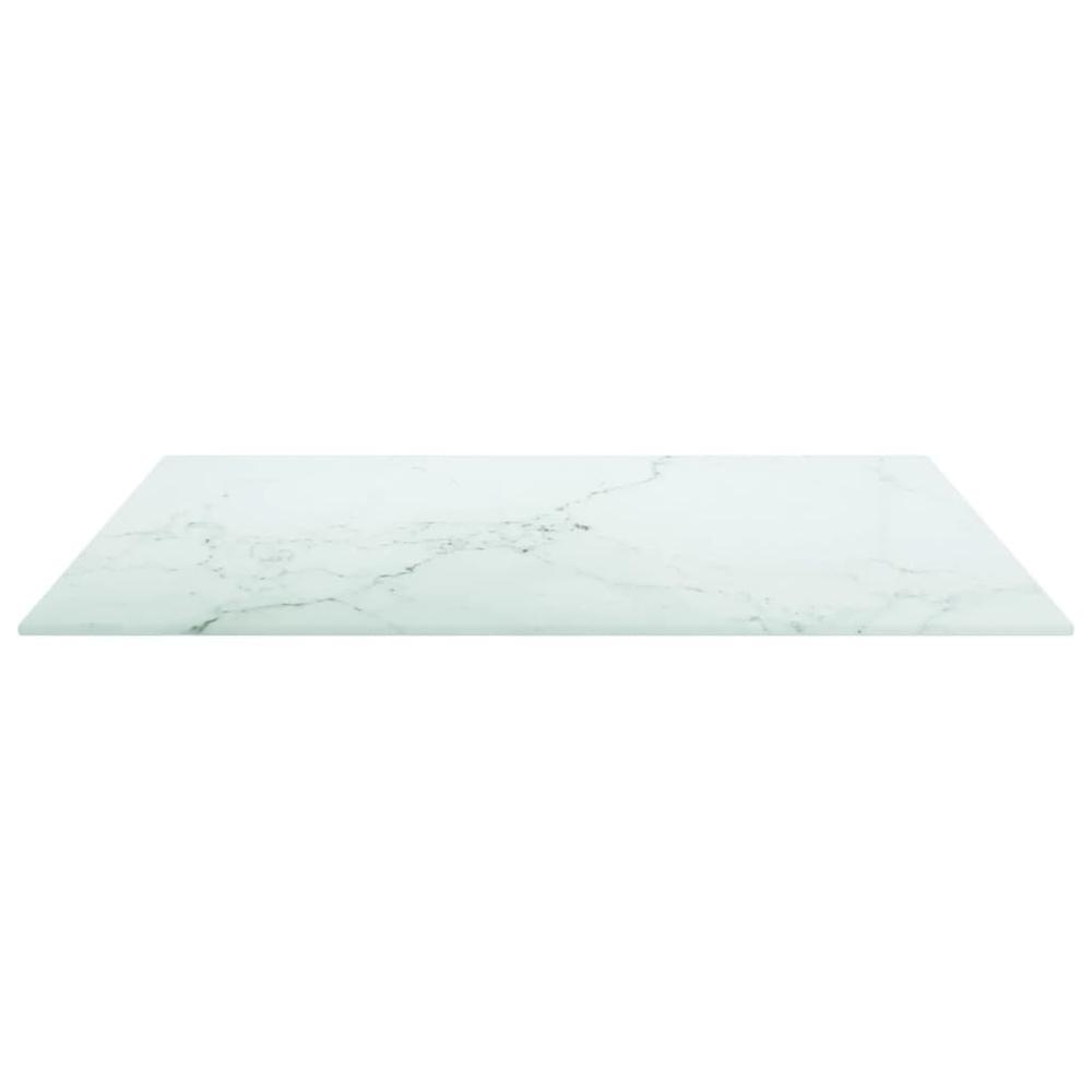 Table Top White 23.6"x23.6" 0.2" Tempered Glass with Marble Design. Picture 2
