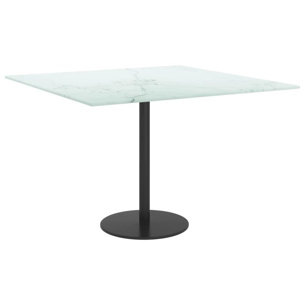 Table Top White 23.6"x23.6" 0.2" Tempered Glass with Marble Design. Picture 3