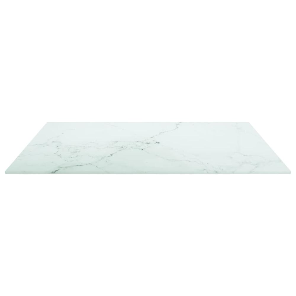 Table Top White 27.6"x27.6" 0.2" Tempered Glass with Marble Design. Picture 2