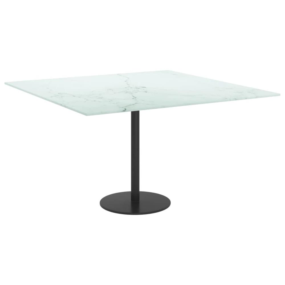 Table Top White 27.6"x27.6" 0.2" Tempered Glass with Marble Design. Picture 3