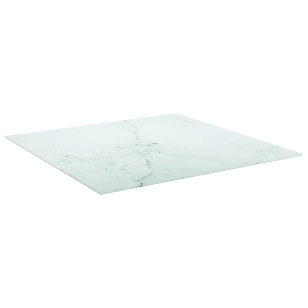 Table Top White 31.5"x31.5" 0.2" Tempered Glass with Marble Design. Picture 1