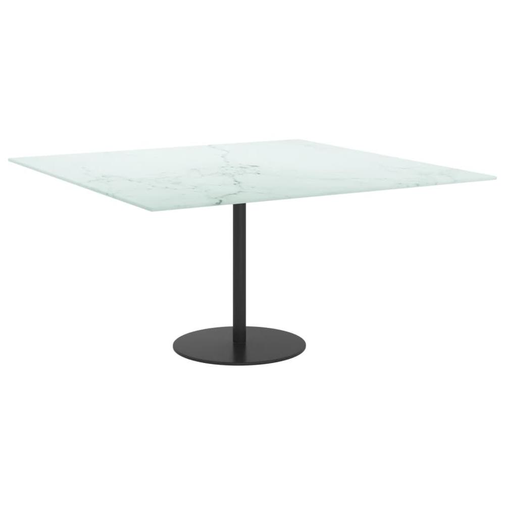Table Top White 31.5"x31.5" 0.2" Tempered Glass with Marble Design. Picture 3
