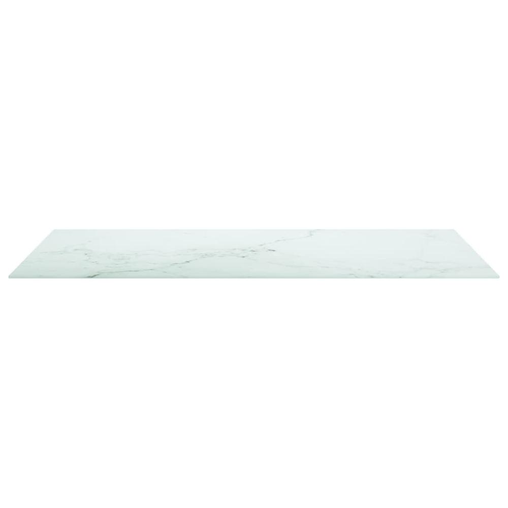Table Top White 47.2"x25.6" 0.3" Tempered Glass with Marble Design. Picture 2