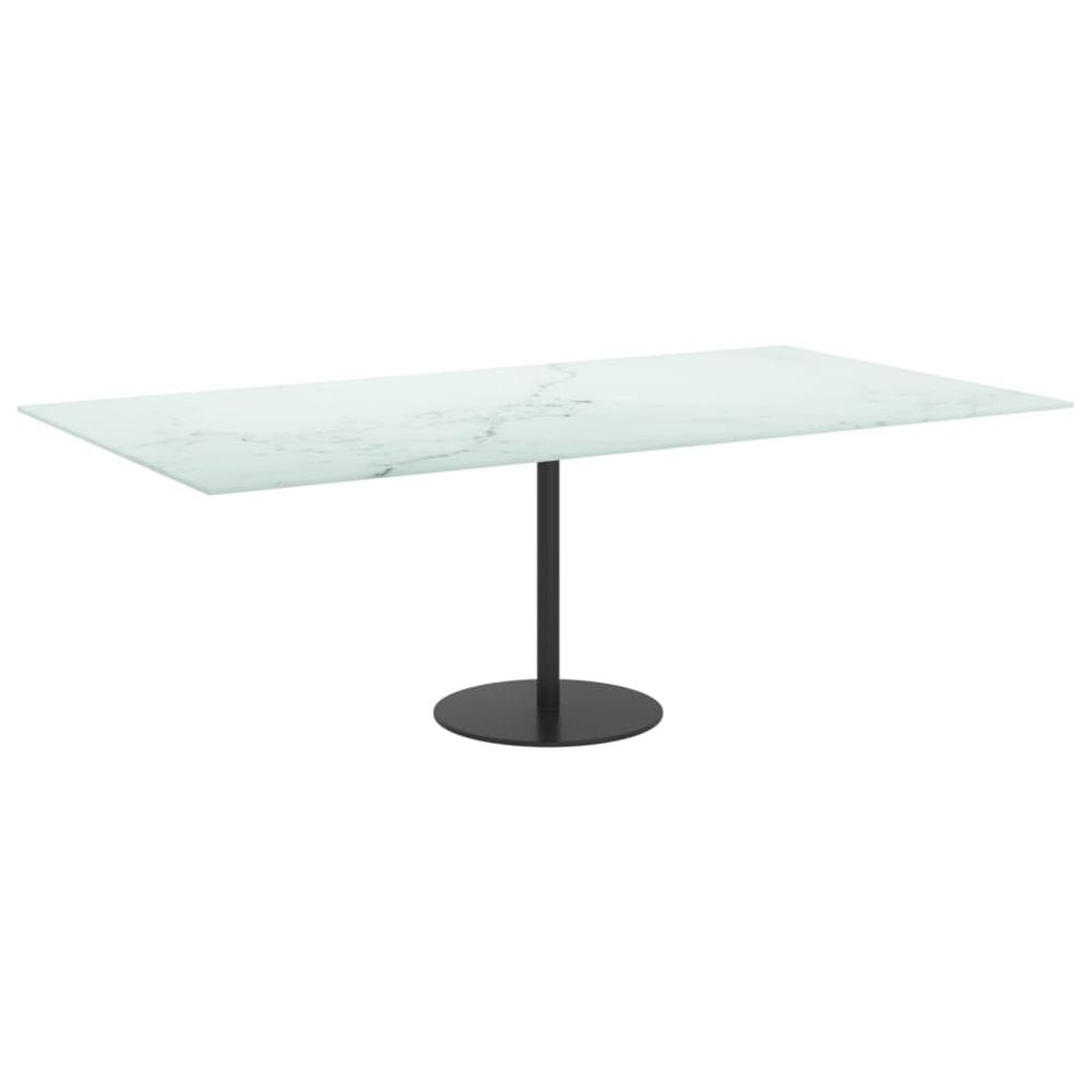 Table Top White 47.2"x25.6" 0.3" Tempered Glass with Marble Design. Picture 4