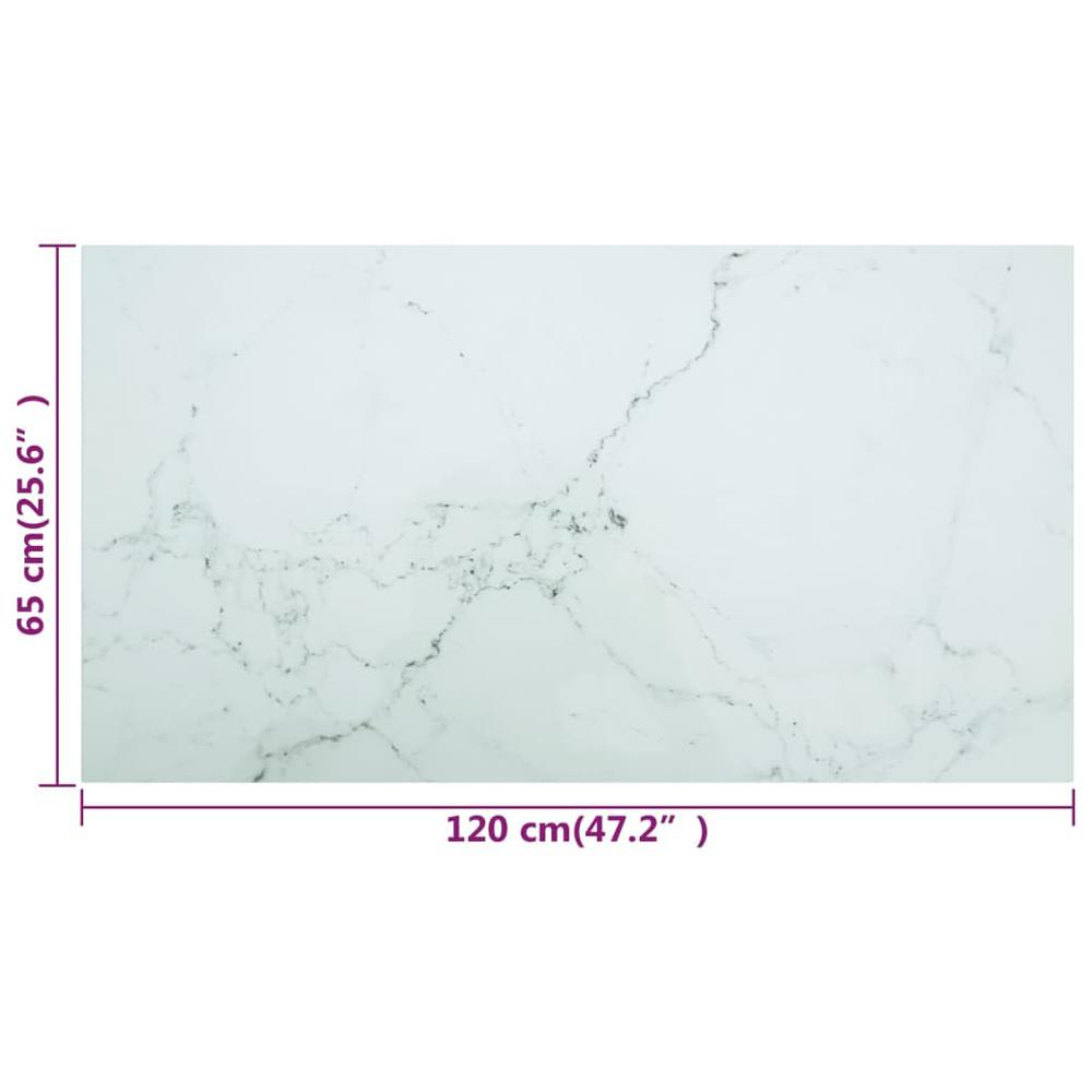 Table Top White 47.2"x25.6" 0.3" Tempered Glass with Marble Design. Picture 5