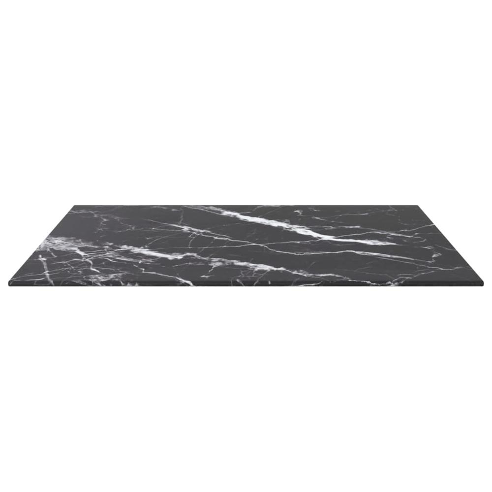 Table Top Black 23.6"x23.6" 0.2" Tempered Glass with Marble Design. Picture 2