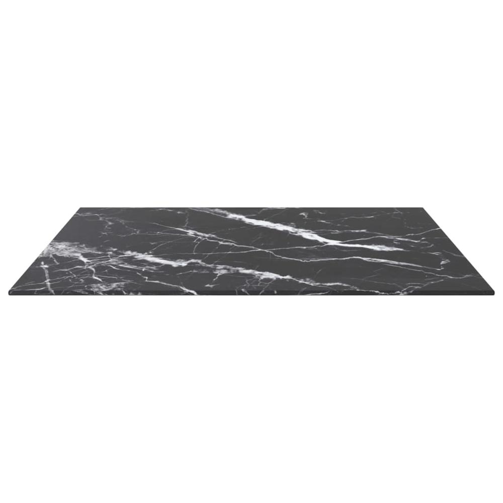 Table Top Black 27.6"x27.6" 0.2" Tempered Glass with Marble Design. Picture 2