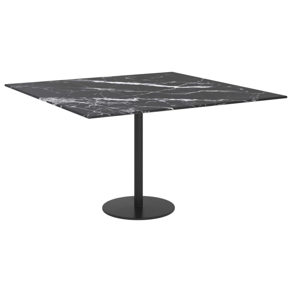 Table Top Black 27.6"x27.6" 0.2" Tempered Glass with Marble Design. Picture 3