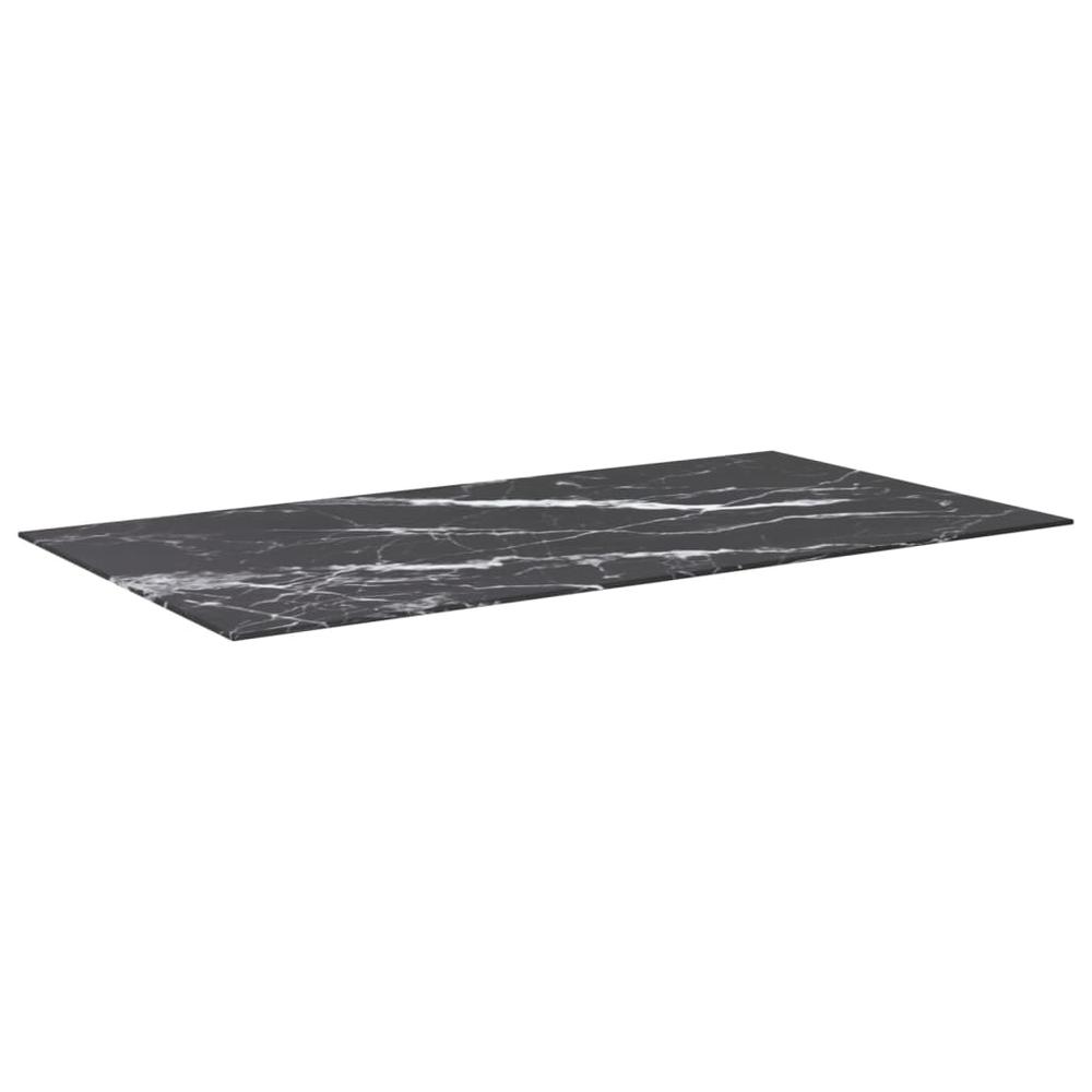 Table Top Black 47.2"x25.6" 0.3" Tempered Glass with Marble Design. Picture 1