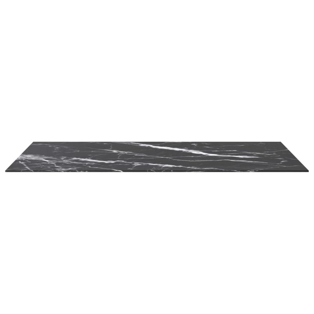 Table Top Black 47.2"x25.6" 0.3" Tempered Glass with Marble Design. Picture 2