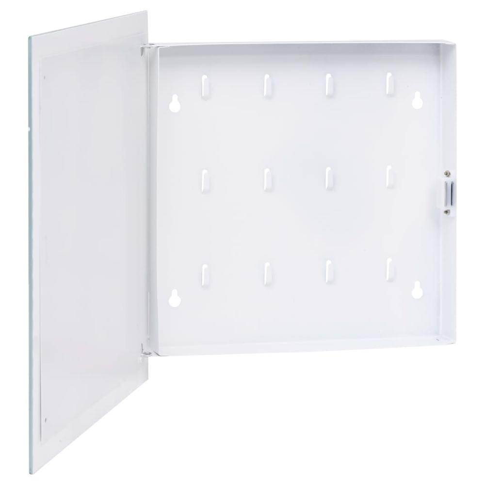 vidaXL Key Box with Magnetic Board White 13.8"x13.8"x2.2" 2776. Picture 4