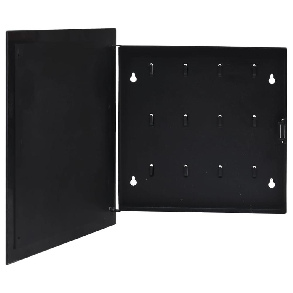 vidaXL Key Box with Magnetic Board Black 13.8"x13.8"x2.2" 2777. Picture 1