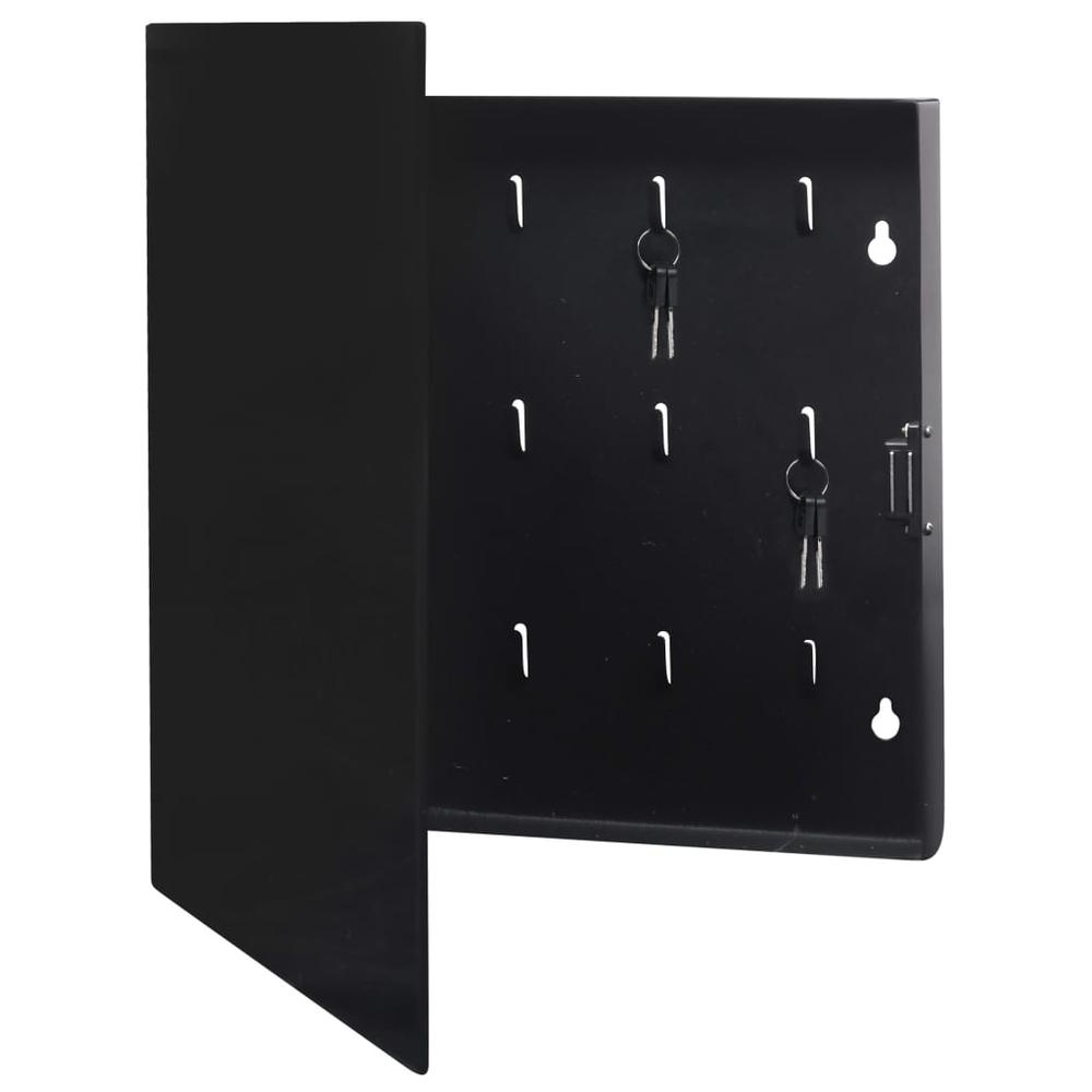 vidaXL Key Box with Magnetic Board Black 13.8"x13.8"x2.2" 2777. Picture 3