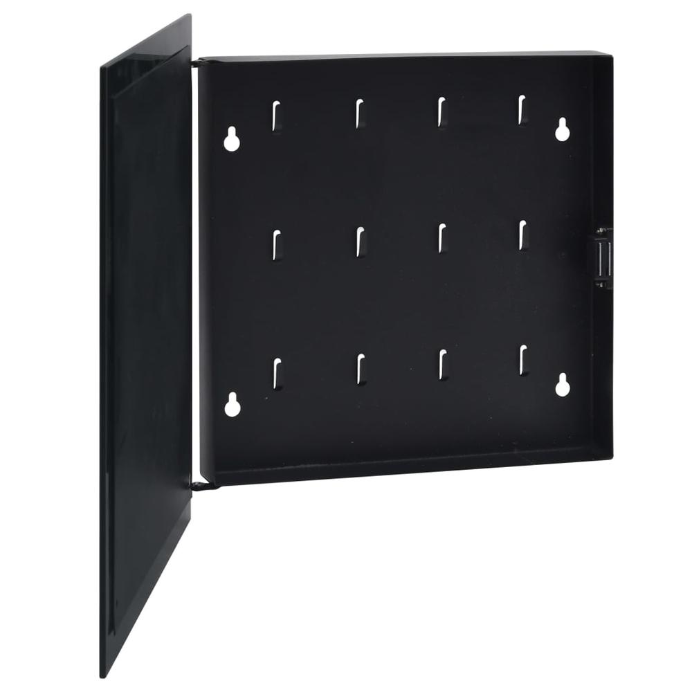 vidaXL Key Box with Magnetic Board Black 13.8"x13.8"x2.2" 2777. Picture 4