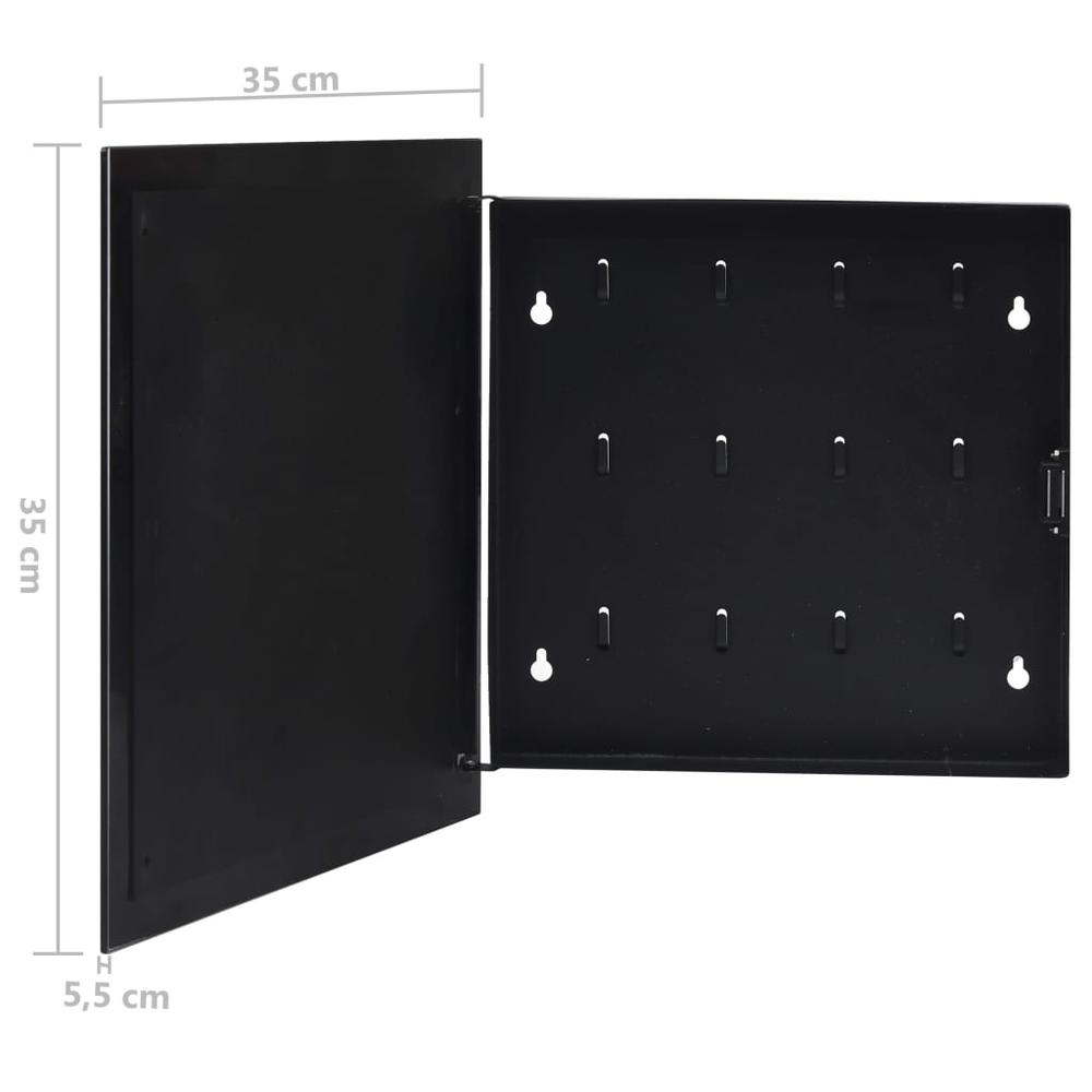 vidaXL Key Box with Magnetic Board Black 13.8"x13.8"x2.2" 2777. Picture 7