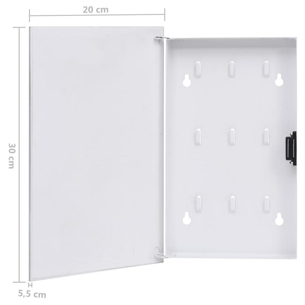 vidaXL Key Box with Magnetic Board White 11.8"x7.9"x2.2" 2778. Picture 7