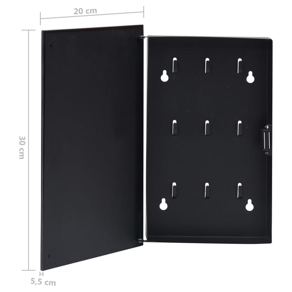 vidaXL Key Box with Magnetic Board Black 11.8"x7.9"x2.2" 2779. Picture 7