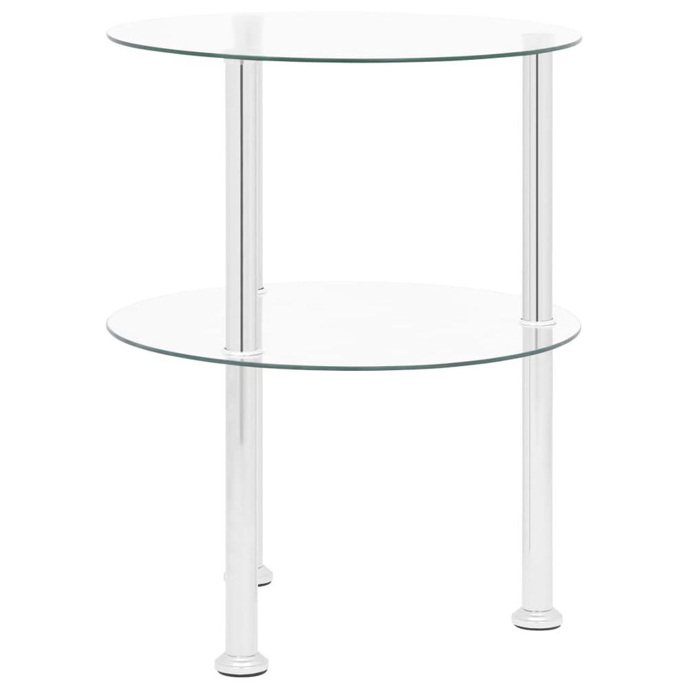 vidaXL 2-Tier Side Table Transparent 15" Tempered Glass 2787. Picture 3