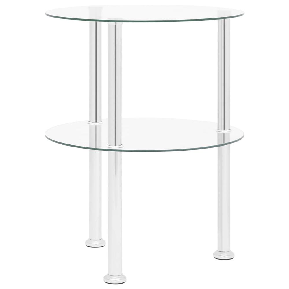vidaXL 2-Tier Side Table Transparent 15" Tempered Glass 2787. Picture 4