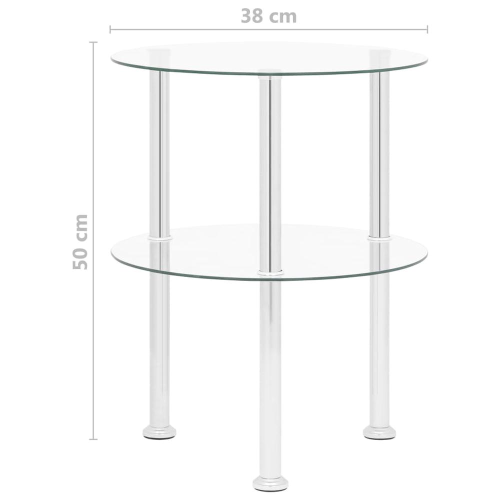 vidaXL 2-Tier Side Table Transparent 15" Tempered Glass 2787. Picture 8