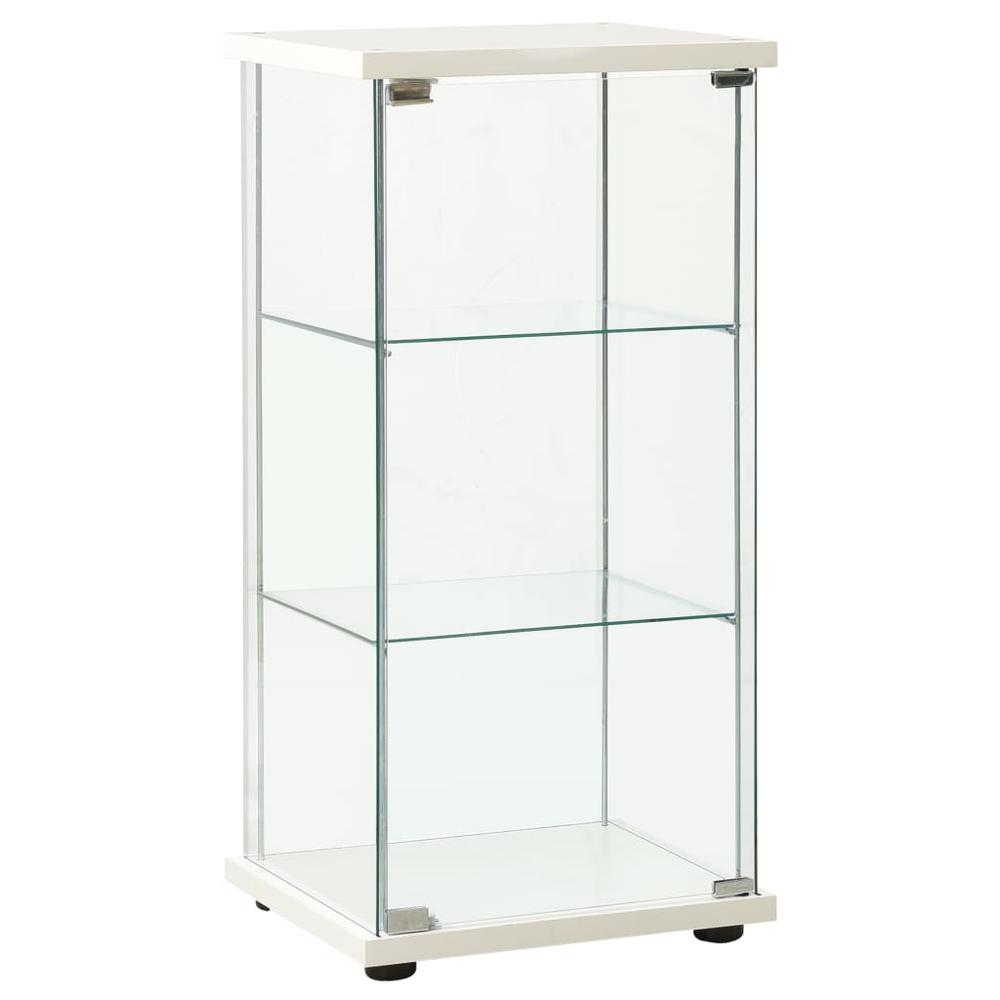 vidaXL Storage Cabinet Tempered Glass White 2797. Picture 1