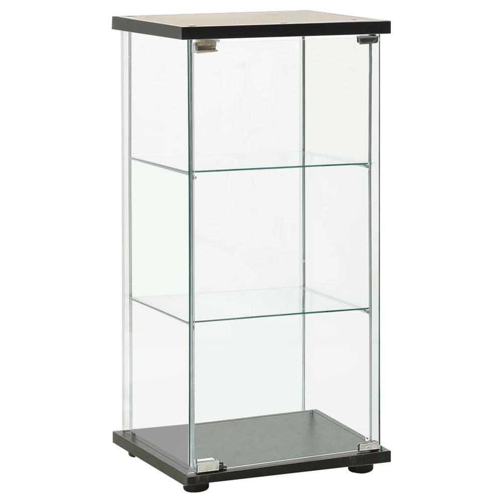 vidaXL Storage Cabinet Tempered Glass Black 2798. Picture 1