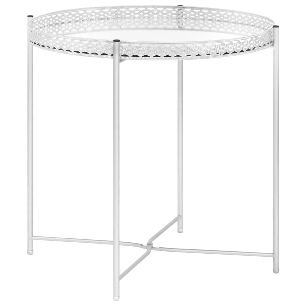 vidaXL Side Table Silver 15.7"x15.7"x16.1" Glass 2800. Picture 1