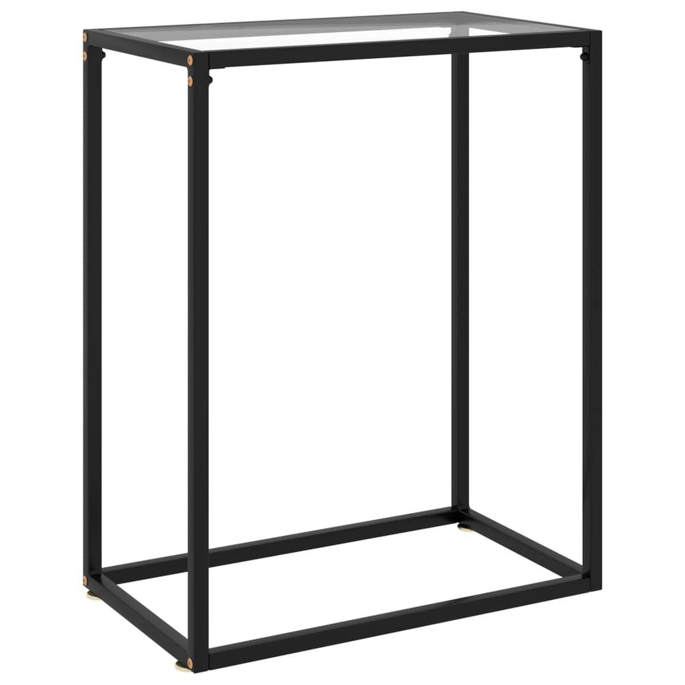 vidaXL Console Table Transparent 23.6"x13.8"x29.5" Tempered Glass 2803. Picture 1