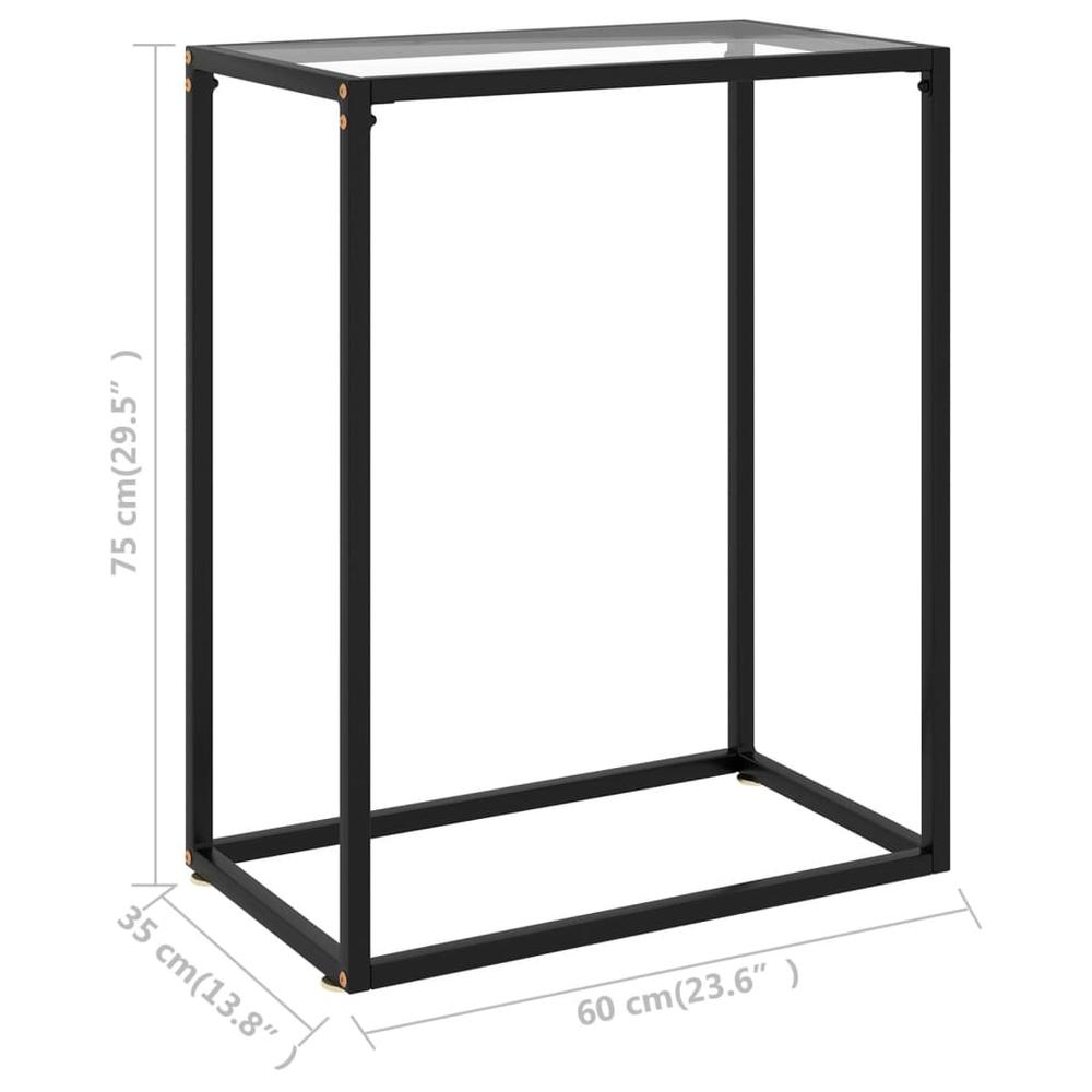 vidaXL Console Table Transparent 23.6"x13.8"x29.5" Tempered Glass 2803. Picture 6