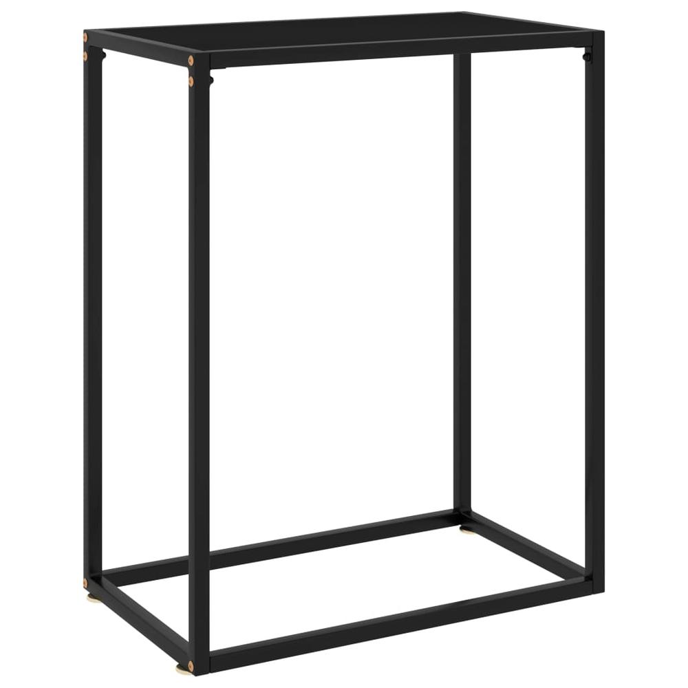 vidaXL Console Table Black 23.6"x13.8"x29.5" Tempered Glass 2804. Picture 1