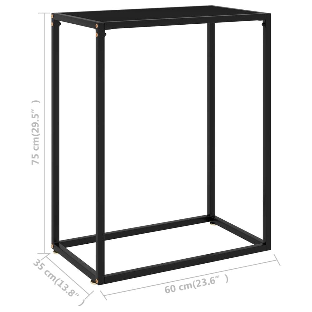 vidaXL Console Table Black 23.6"x13.8"x29.5" Tempered Glass 2804. Picture 6