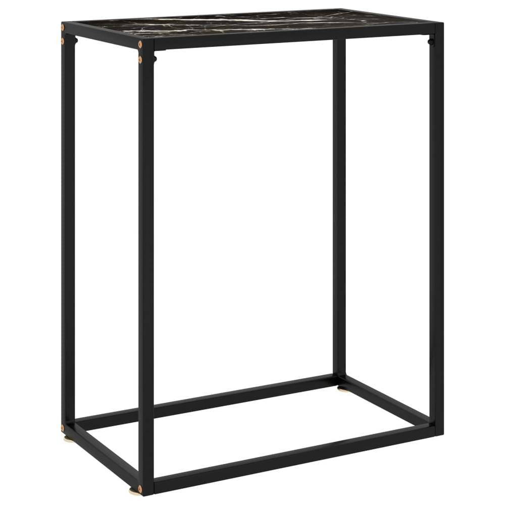 vidaXL Console Table Black 23.6"x13.8"x29.5" Tempered Glass 2806. Picture 1