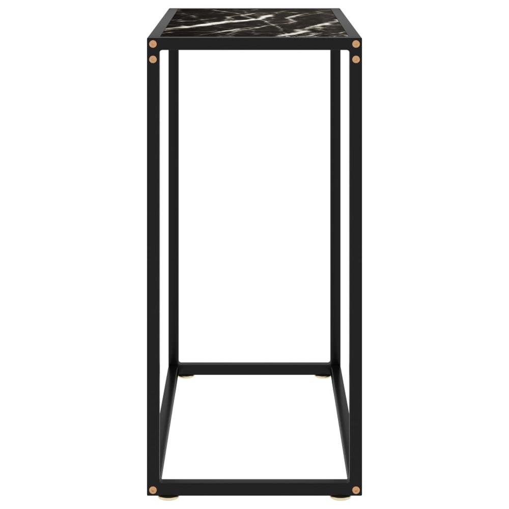 vidaXL Console Table Black 23.6"x13.8"x29.5" Tempered Glass 2806. Picture 3