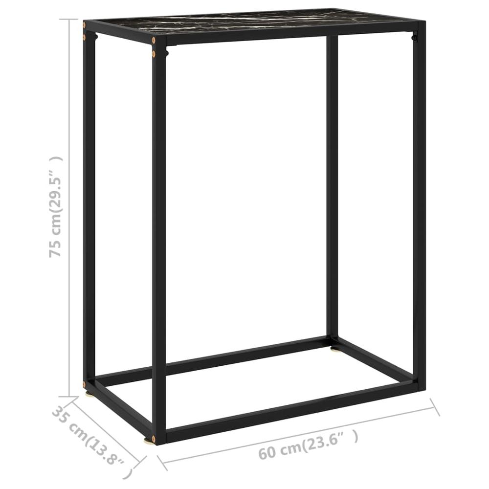vidaXL Console Table Black 23.6"x13.8"x29.5" Tempered Glass 2806. Picture 6