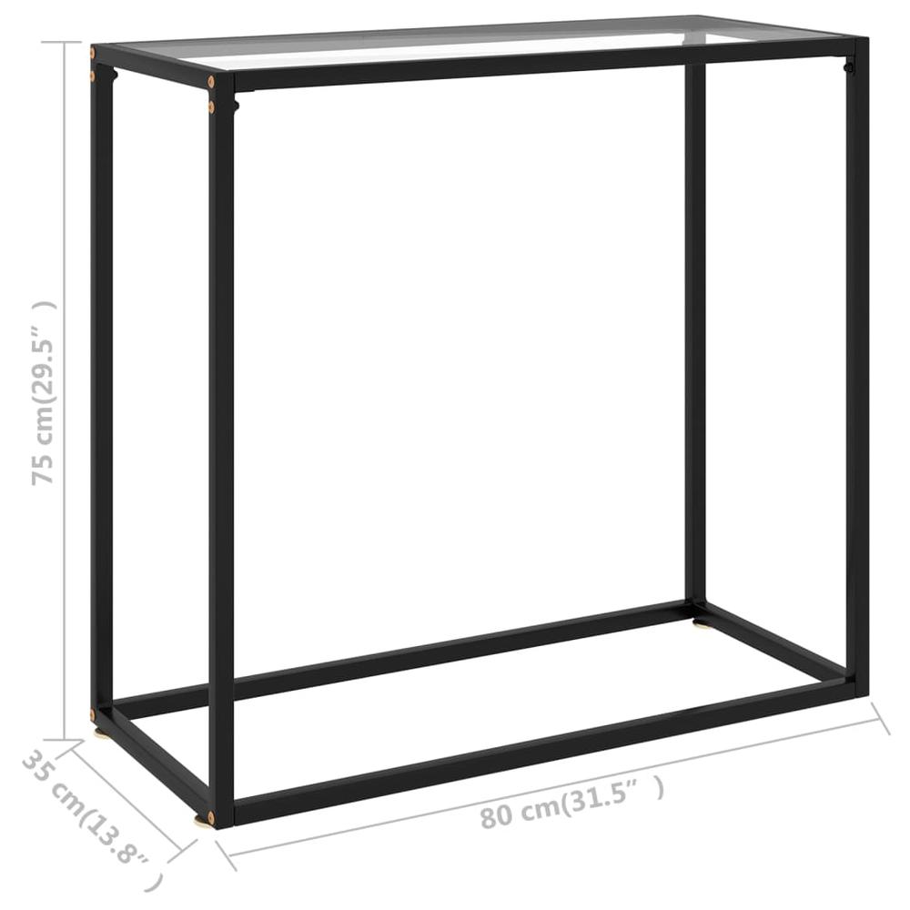 vidaXL Console Table Transparent 31.5"x13.8"x29.5" Tempered Glass 2807. Picture 6