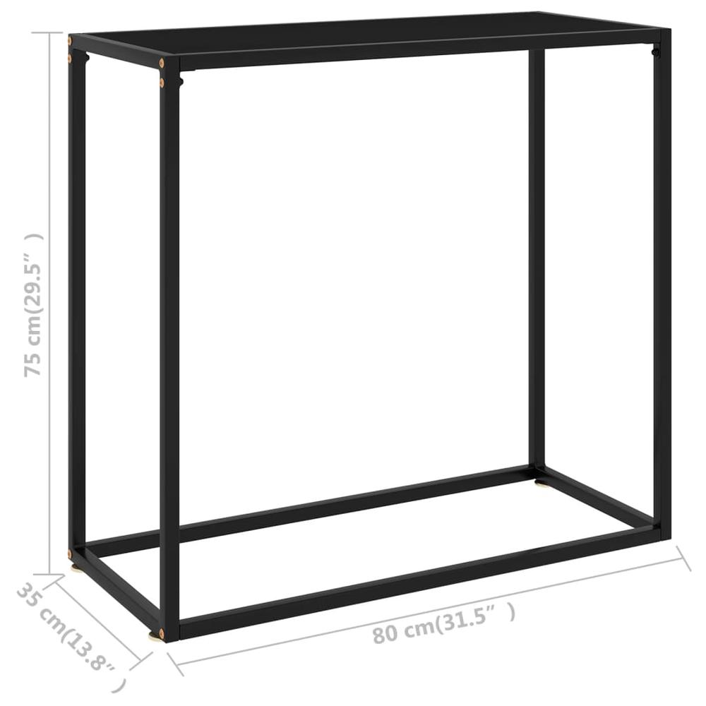 vidaXL Console Table Black 31.5"x13.8"x29.5" Tempered Glass 2808. Picture 6