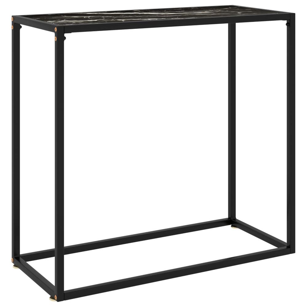 vidaXL Console Table Black 31.5"x13.8"x29.5" Tempered Glass 2810. Picture 1