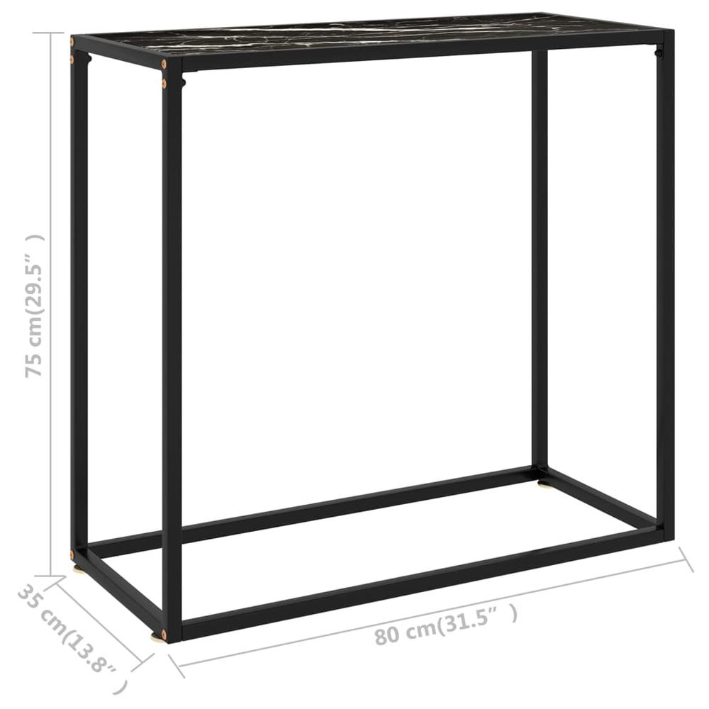vidaXL Console Table Black 31.5"x13.8"x29.5" Tempered Glass 2810. Picture 6