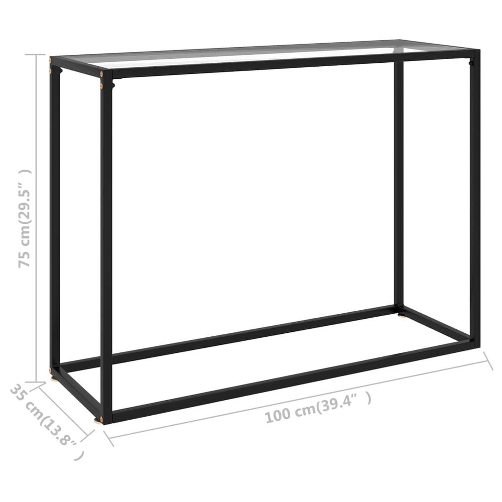 vidaXL Console Table Transparent 39.4"x13.8"x29.5" Tempered Glass 2811. Picture 6