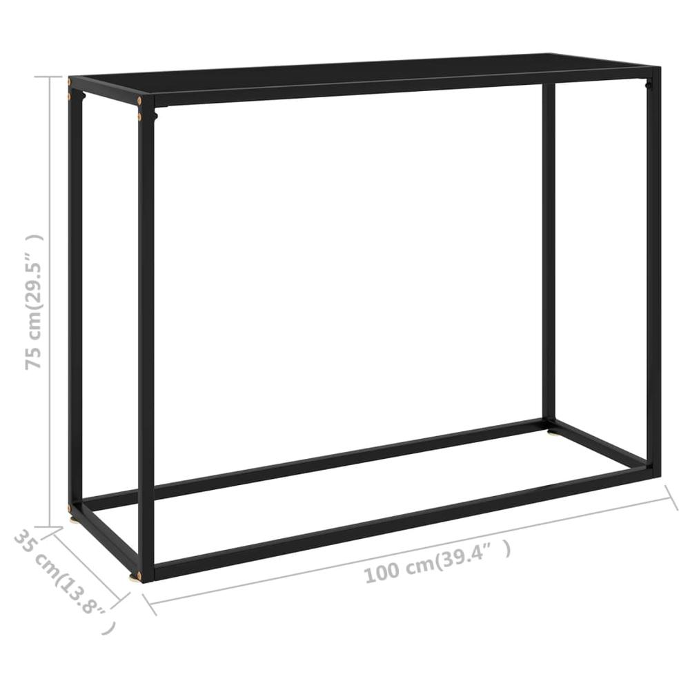vidaXL Console Table Black 39.4"x13.8"x29.5" Tempered Glass 2812. Picture 6