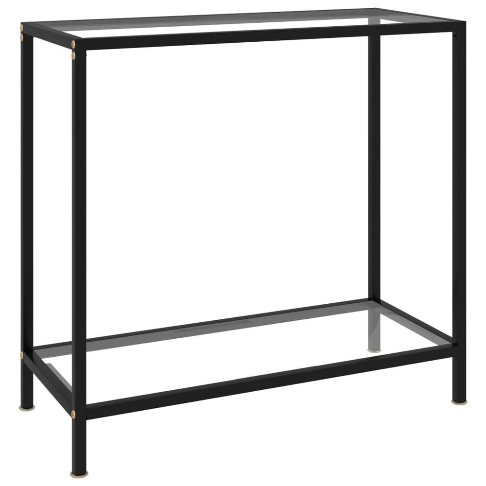 vidaXL Console Table Transparent 31.5"x13.8"x29.5" Tempered Glass 2831. Picture 1