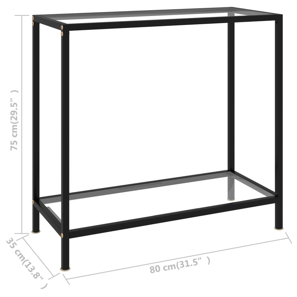 vidaXL Console Table Transparent 31.5"x13.8"x29.5" Tempered Glass 2831. Picture 6
