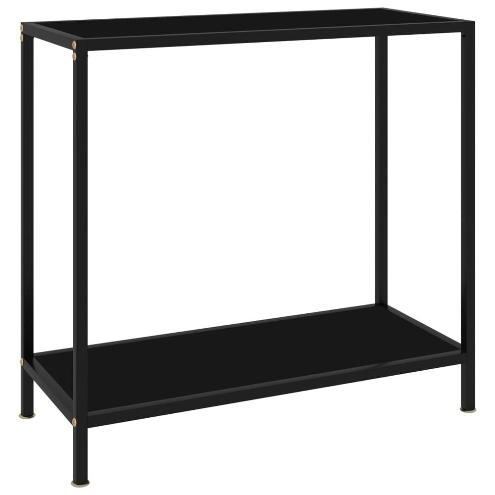 vidaXL Console Table Black 31.5"x13.8"x29.5" Tempered Glass 2832. Picture 1