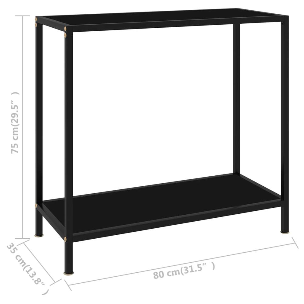 vidaXL Console Table Black 31.5"x13.8"x29.5" Tempered Glass 2832. Picture 6