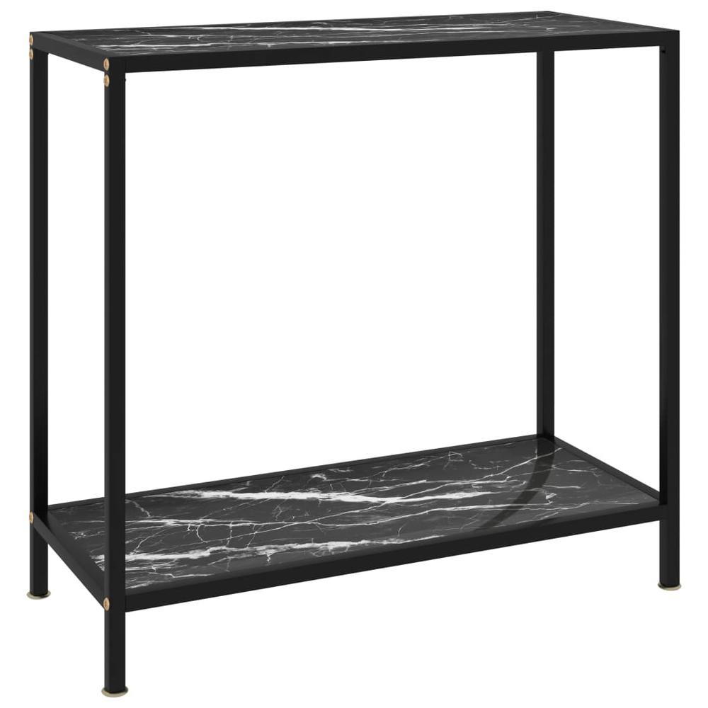 vidaXL Console Table Black 31.5"x13.8"x29.5" Tempered Glass 2834. Picture 1