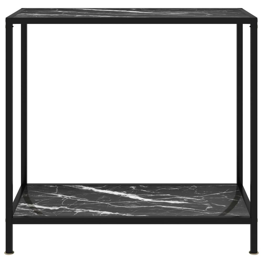 vidaXL Console Table Black 31.5"x13.8"x29.5" Tempered Glass 2834. Picture 2