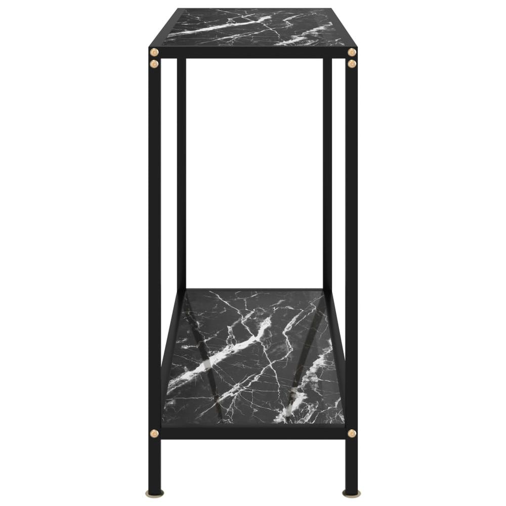 vidaXL Console Table Black 31.5"x13.8"x29.5" Tempered Glass 2834. Picture 3