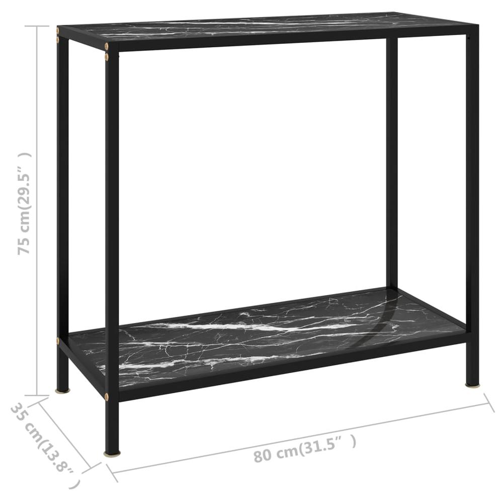 vidaXL Console Table Black 31.5"x13.8"x29.5" Tempered Glass 2834. Picture 6