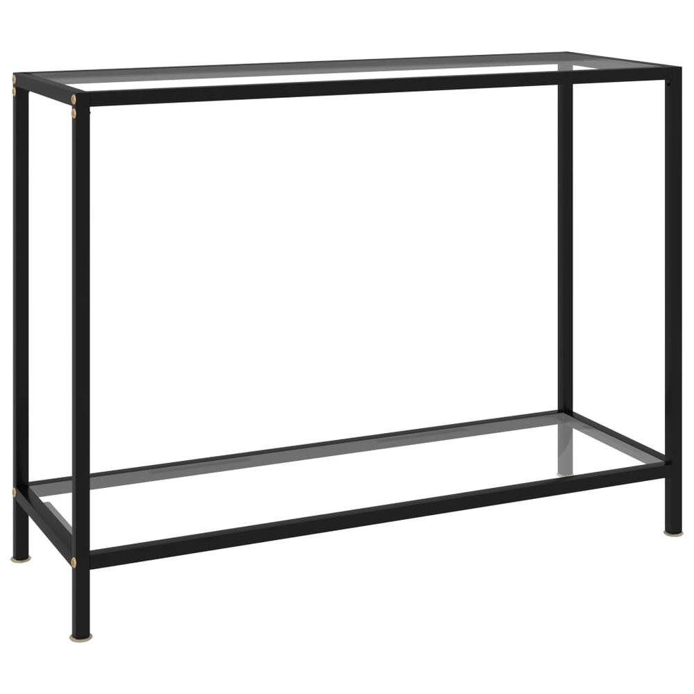 vidaXL Console Table Transparent 39.4"x13.8"x29.5" Tempered Glass 2835. Picture 1